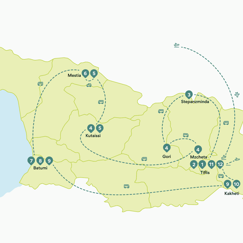 Map round trip wine harvest: route