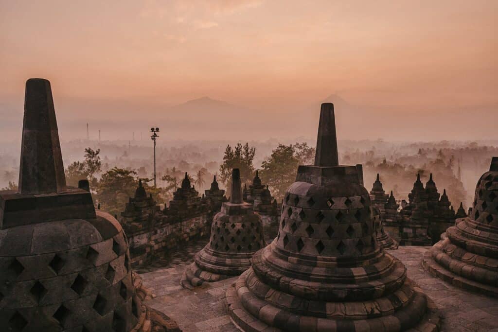 De Borobudur Tempel in Indonesië staat op de Werelderfgoedlijst van Unseco