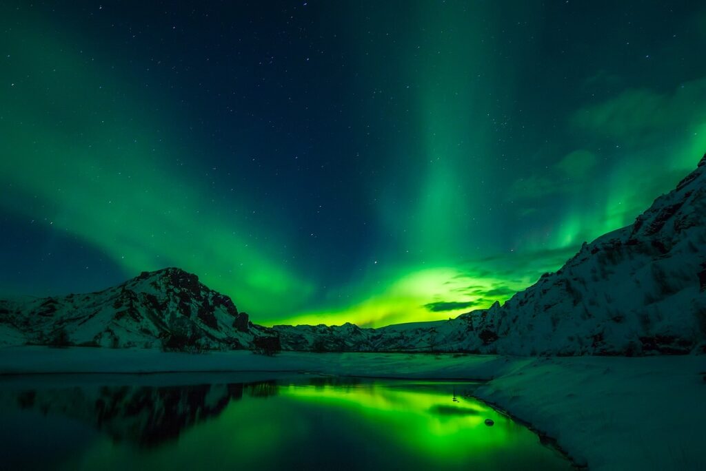 A aurora boreal na Islândia