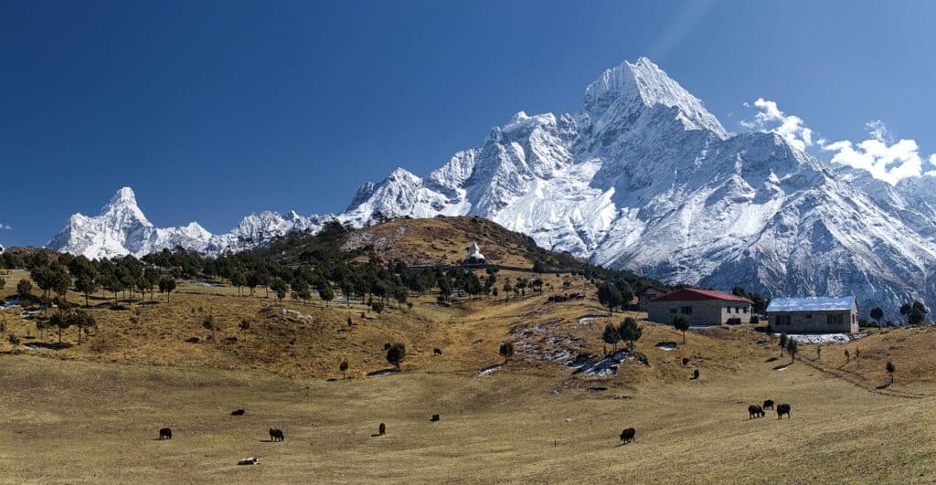 Beklim de top van de Himalaya