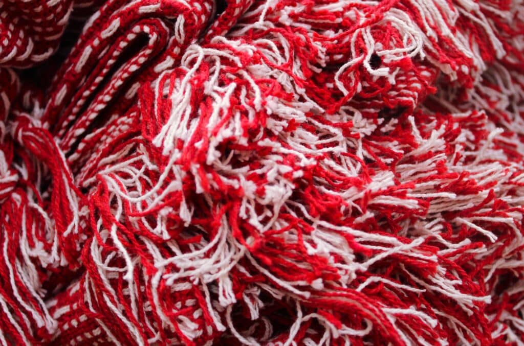 The red and white spring ribbons, shall bring health and a long life.