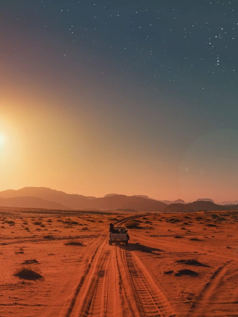 De eindeloze woestijn van Jordanië